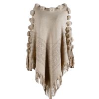 ▽☞ Tassel Hairball Cape Poncho Oversized Sweater Fashion Cloak Shawl Pullovers Female Knitted