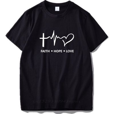 Kaus Iman Harapan Cinta Kaus Hadiah Remaja Christian God Homme 100% Katun Lengan Pendek Kaus Pria Hipster Ukuran UE XS-4XL-5XL-6XL