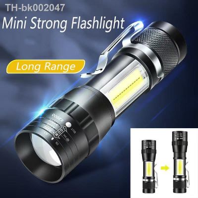 ✹✱✶ LED Rechargeable Flashlight XPE COB Light Portable Flashlight Zoom Flashlight 3 Mode Strong Outdoor Household Emergency Light