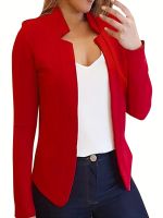 xiaopo Long Sleeve Open Front Jacket, Solid Outwear For Business, Every Day, Womens Clothing