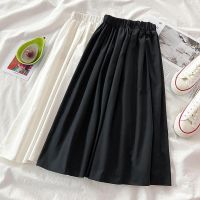 COD ๑✵ qafh47 Small temperament high waist hanging skirt retro and versatile black skirt小个子气质高腰垂感裙子复古百搭黑色半身裙女秋春中长款a字裙潮zsjmzdhsb.my11.6