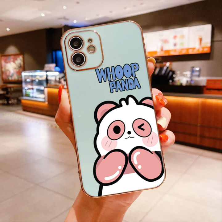 ggk-เคสสำหรับ-honor-90-5g-90-lite-5g-เคสโทรศัพท์นิ่มลายขอบสี่เหลี่ยมแพนด้าการ์ตูนน่ารักฟรีสายคล้องชุบหรูหราเคสโทรศัพท์เด็กผู้หญิง