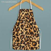 ✧♕☜ Fashion Leopard Grain Apron Waterproof Oil-Proof Cute Household Apron for Kitchen Baking Accessories Studio Coffee Shop Overalls