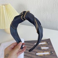 [COD] Korean version of trendy chain knotted wide-brimmed headband European and cross-border temperament new fabric hair bundle hairpin accessoriesTH