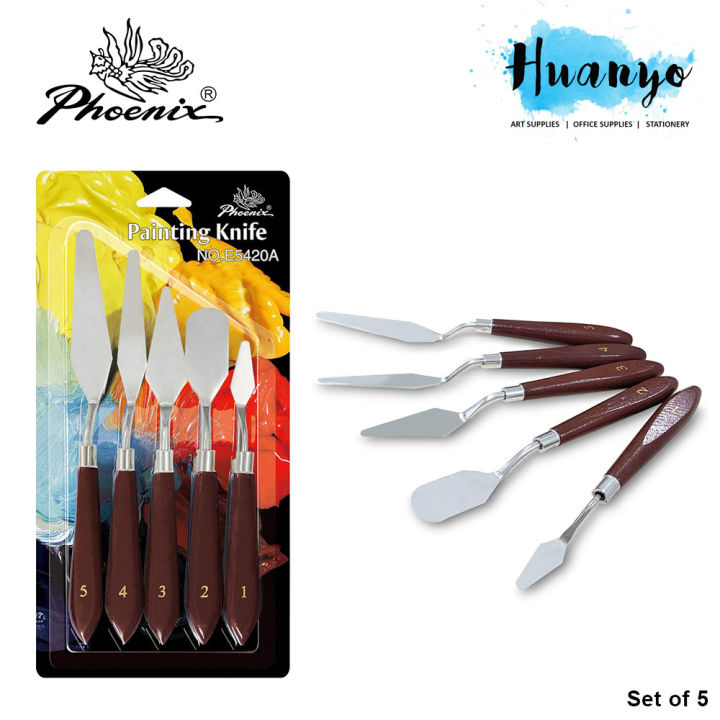 PHOENIX Metal Palette Knife Variety Set, 5 Shape Stainless Steel Blade &  Wood Handle for Oil & Acrylic Painting Paint Spatula Art Tools for  Beginners & Artists
