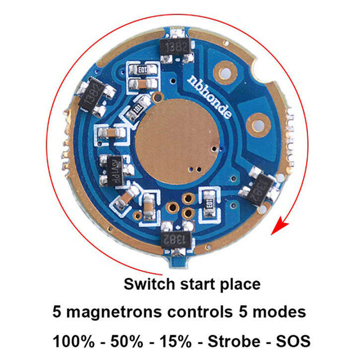 fuchun-แผงวงจรไดรเวอร์ไฟฉายควบคุมด้วยแม่เหล็ก5โหมด22mm-7-4v-สำหรับไฟฉาย-yupard