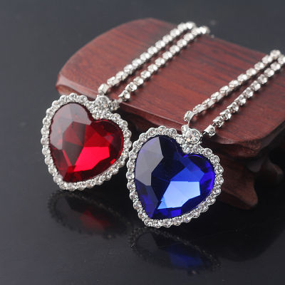 Fashion Film TITANIC Heart Of the Ocean Necklace Sea Heart With Blue And Red Crystal Chain For Best Women Party Jewelry Gift
