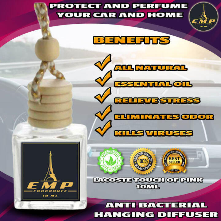 BEST SELLER EMP HANGING DIFFUSER 10 ML LAC0STE TOUCH OF PINK SCENT LONG