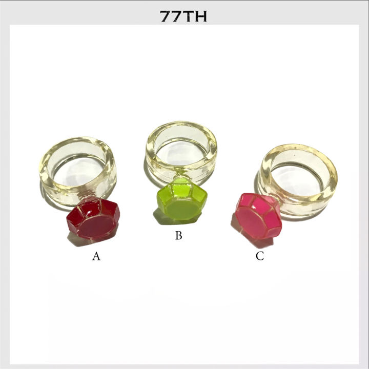 77th-cartoon-diamond-ring-set-เซทแหวนเพชรการ์ตูนเรซิ่น