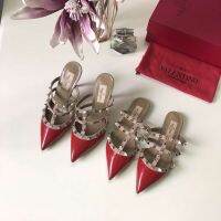 Pointed toe rivet half drag sandals High-heeled slippers (1cm, 5cm, 7cm,10cm).0739