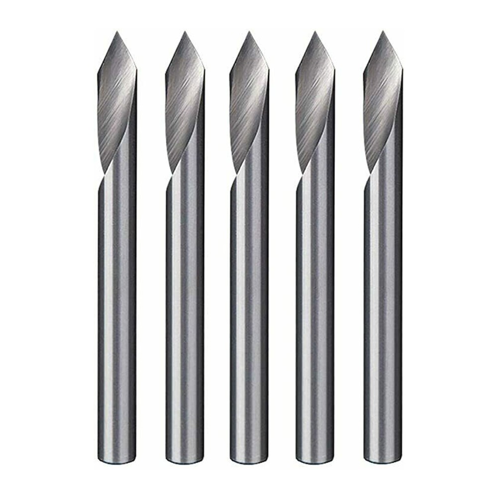 5pcs 60 Degree 1/8'' Shank Solid Carbide Engraving Bits CNC Router Tool V-Groove 