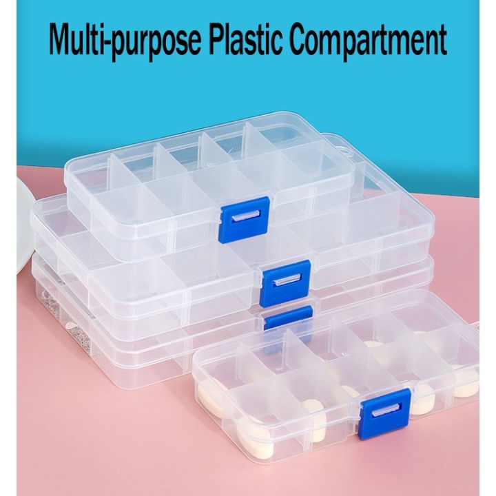 Clear Plastic Storage Boxes With Lid 15 Grid Adjustable Storage Box With  Compartments for Craft Storage, Beads, Button, Jewelry Earring Ring 