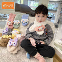 Tumama KIds ผ้าพันคอเด็กผ้าพันคอกำมะหยี่กระต่ายเลียนแบบหนาให้ความอบอุ่นลายการ์ตูนสำหรับเด็ก