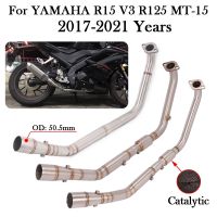 Slip-On For YAMAHA YZF-R15 YZF R15 V3 R125 MT15 MT-15 2017 - 2021 Motorcycle Exhaust Escape Moto Muffler Front Middle Link Pipe Haberdashery