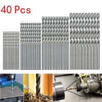 40pcs Titanium Coated Drill Bits HSS Bit High Speed Steel Drill Bits 0.5mm 2.0mm Straight Shank Twist Drill Bits Set Drills Drivers