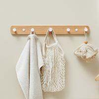 ♟☂ Solid wood clothes hook behind the bathroom door bathroom hook non-perforated toilet wooden clothes hanger