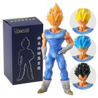 Dragon.Ball Super Saiyan Vegeta with 3 Interchangeable PVC Artificial Action Figures Collectible Doll Surprise Gift