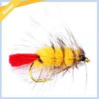 MINBAOYU196810 10 #12 # เหยื่อตกปลาบิน Rown caddis Nymph Fly หนอนขนแกะ เหยื่อตกปลาเทราท์ ของใหม่ ร่างกายสีดำ หนอนล่อขนสัตว์ ตกปลาบินตกปลา