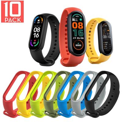 10pcs Silicone Strap for Xiaomi Amazfit Band 5 Sport Wristband Replacement Band Bracelet for Mi Band 6 5 Strap CorreaAccessories Docks hargers Docks C
