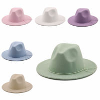 สไตล์ใหม่กว้าง brim ผู้หญิงผู้ชาย Fedora หมวก bowknot Felt ปานามา Felt JAZZ หมวก Elegant trilby หมวกขายส่ง