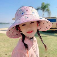 【CW】Kids Large Brim Hat Children Outdoor Sun Hats Caps Boys Girls Bucket Hats Child Beach Hat Cute Cartoon Hat หมวกฤดูร้อนสำหรับเด็ก