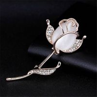 Rose Flower Brooches Opal Stone Rhinestone Brooch For Women Suit Pins Fashion Clothing Wedding Jewelry Accesorios Mujer Gifts