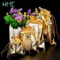 10pcs 4 Sizes(7x9-13x18cm) bags Gold Color Drawable Organza  Wedding Jewelry