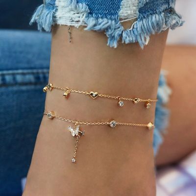 IPARAM Ankle Chain Crystal Butterfly Beach Women 39;s Anklet Bohemian Butterfly Pendant Ankle Leg Foot Anklet Jewelry Gift