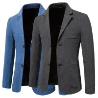 ZZOOI New Autumn Blazers Large-size Suit Jacket Plus Size Two-button Mens Jacket Wedding Suits for Men