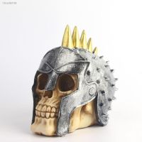 ✺ BUF Skull Statue With Warrior Helmet Resin Crafts Gothic Style Home Decoration Sculpture Halloween Party Decor Ornaments Gifts