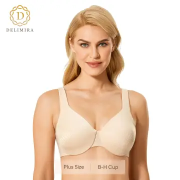 DELIMIRA Women's Minimizer Bra Plus Size Full Coverage Unlined Support  Underwire