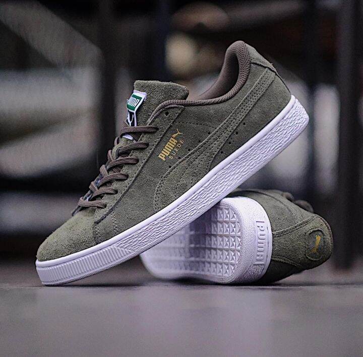 puma suede olive green