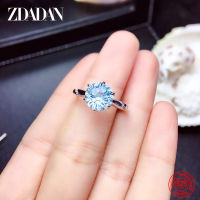 ZDADAN 925แหวนเงินบุษราคัมสีฟ้าสำหรับผู้หญิงแต่งงานแฟชั่น Jewelry2023