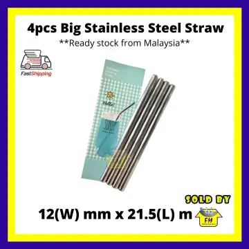 Large 12mm Bubble Tea Milkshake Straw Reusable Metal Straw 304 Stainless  Steel Drinking Straws Set Bar Boba Straight Straw Tubes