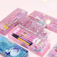 ✶♂ NEW 2022 Multi-function Quicksand Style Pencil Case Large-capacity Stationery Box Creative School Supplies Cute Kawaii Pen Box