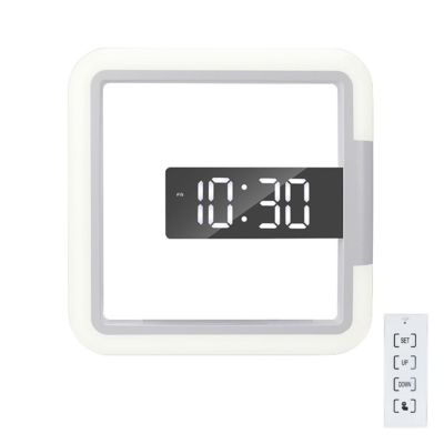 LED นาฬิกาแขวนนาฬิกาตั้งโต๊ะดิจิตอลนาฬิกาปลุกกระจกกลวงนาฬิกาแขวนการออกแบบ3D ที่ทันสมัยกลางคืนบ้านห้องนั่งเล่น