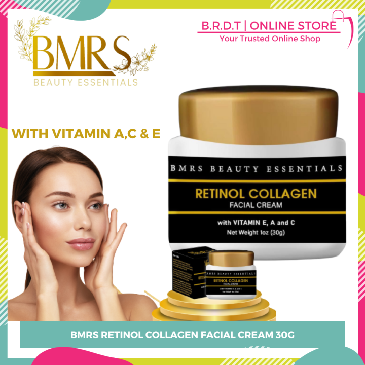 BMRS RETINOL COLLAGEN FACIAL CREAM 30G with Vitamin E, A and C FOR ALL SKIN TYPES MEN & WOMEN