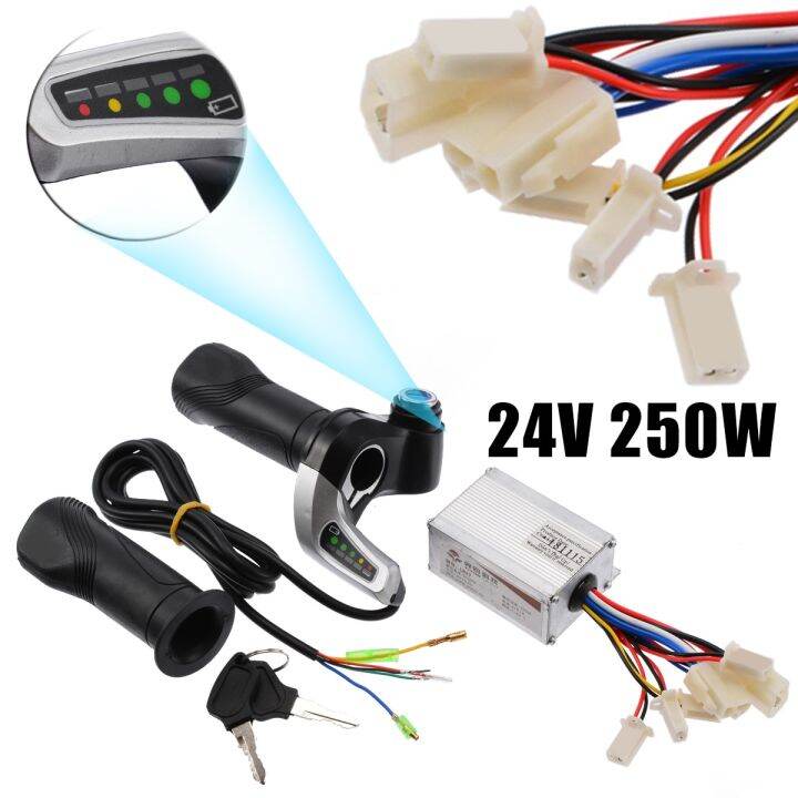 electric-scooter-accessories-motor-brushed-controller-amp-throttle-twist-grip-24v-250w-for-bicycle-bike-22-2mm-handle-bars