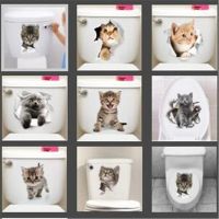 1PCS Cute 3D Kitten Toilet Cat  Wall Stickers For Kitchen Refrigerator LivingRoom Bedroom Home Decor Wallpaper Diy Home Decal Wall Stickers  Decals