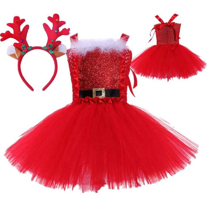 christmas-dresses-for-girls-sleeveless-dress-with-bowknot-cute-christmas-cosplay-party-tutu-dance-gown-with-antler-headband-amicable