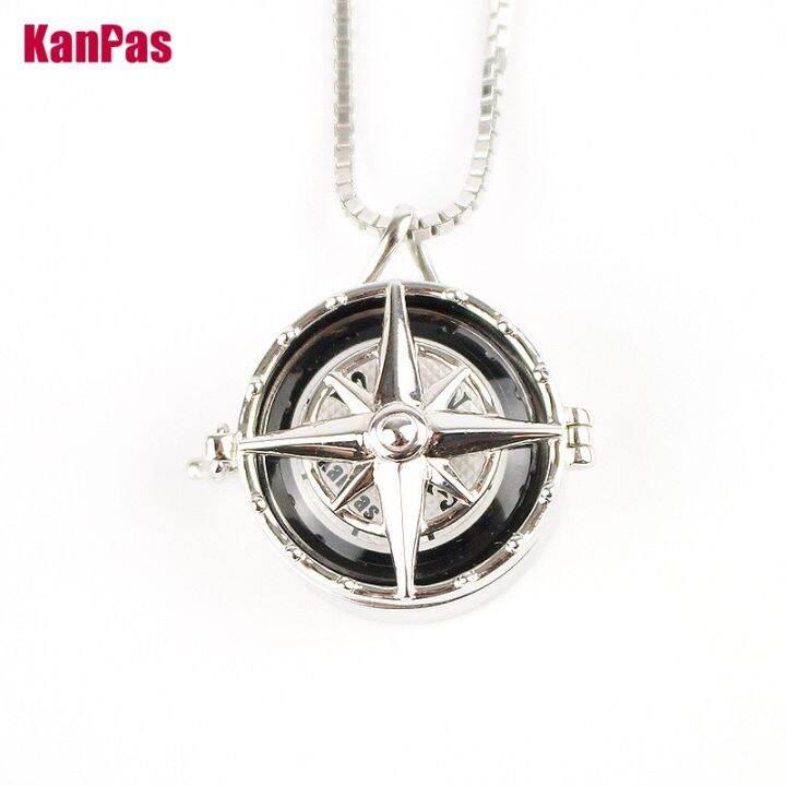 huilopker-ผู้ถือกุญแจหรูหราใจเข็มทิศออกแบบ-kanpascompass-นักผจญภัยในเข็มทิศทำงานสำหรับ925สเตอริง-เข็มทิศ-เงิน