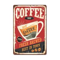 Lupeishop Vintage Coffee Plaque ป้ายโลหะดีบุก Retro เครื่องดื่มโปสเตอร์ Wall Decor สำหรับ Cafe Shop ร้านอาหาร Home Room Decor