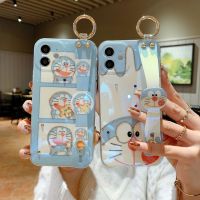 ☂◆ Cartoon Bling Wrist Band Doraemon Phone Case For Iphone 13 Pro Max 12 11 7 8Plus XR XSMAX Wristband Soft Cover Accessories Coque