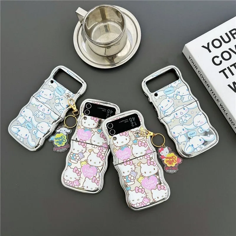 Cute Cartoon Cinnamoroll kitty folding Case For Samsung Galaxy Z Flip 3  Flip4 5G