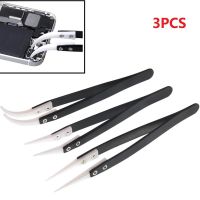 3 PCS Ceramic Tweezers with Black Handle Corrosion-Resistant Insulation Maintenance and Clamping Tools High Temperature Resistant Wear Resistant and Welding Resistant