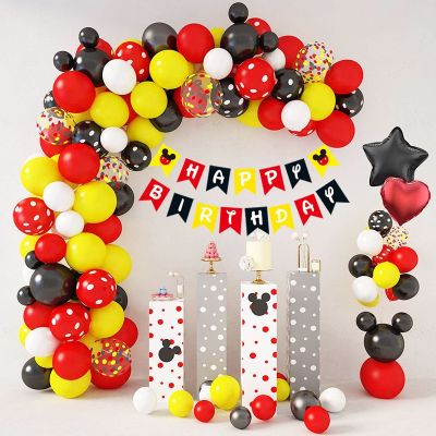 1set Mickey Mouse Birthday Party Decorations Kids Latex Balloons Arch Set Baby Shower Minnie Mouse Party Supplies Air Toys Gifts Artificial Flowers  P