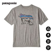 Patagonia เสื้อยืดพิมพ์ลายผ้าฝ้ายแขนสั้นสำหรับผู้ชายและผู้หญิงลายหมีป่าโลโก้คลาสสิก
