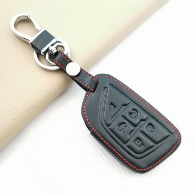 ◈✠ For Cadillac CT4 CT5 CT4-V C8 Corvette 2018 2019 2020 2021 Leather Remote Key Fob Cover Case Holder Shell Keychain Accessories