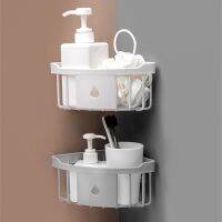 [ร้อน] ติดผนัง Self Adhesive สามเหลี่ยม Rack ฝักบัวอาบน้ำเจาะฟรีห้องอาบน้ำอุปกรณ์ครัว Drainage Storage Shelf