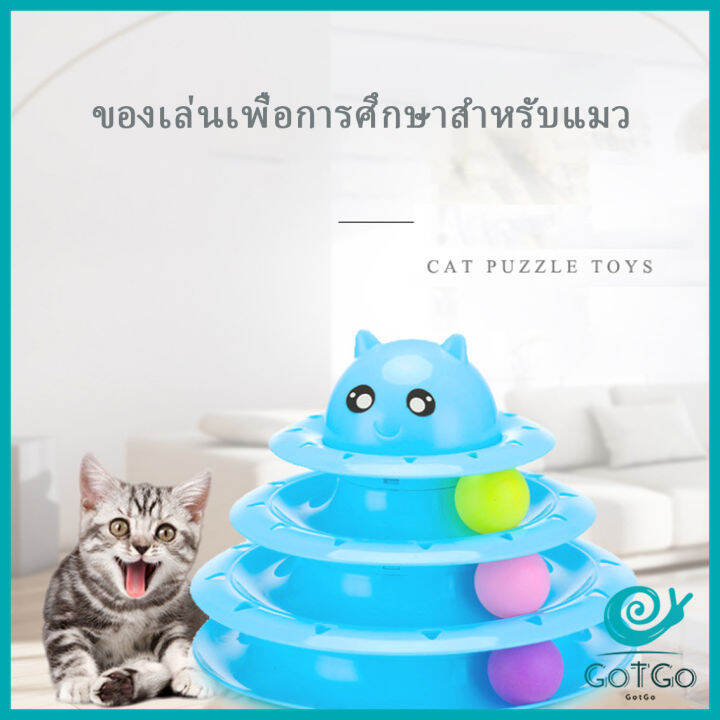 gotgo-รางบอล-ตาโต-ของเล่นแมวทรงโดม-รางบอล-4-ชั้น-cat-play-plate-มีสินค้าพร้อมส่ง